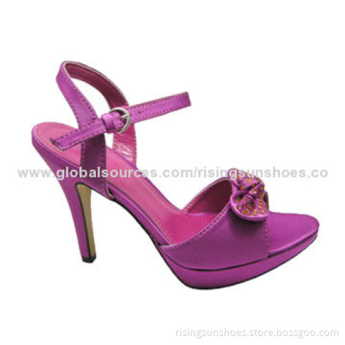 Women's High Heel Sandals, Satin Fabric Upper with Ornament, Elegant Design with Stiletto Heel